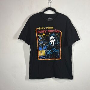 Ghost Face  Black Graphic Tee - Let's Watch Scary Movies size large